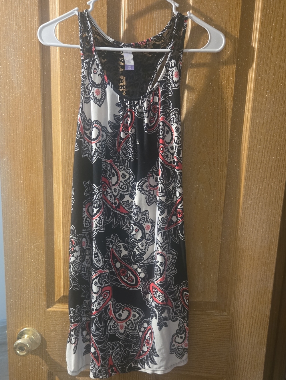 Secret Treasures Black, White & Pink Paisley Racerback Midi Dress